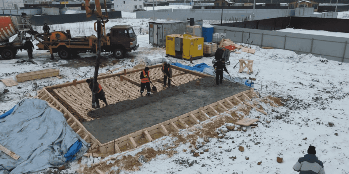 Заливка бетона зимой