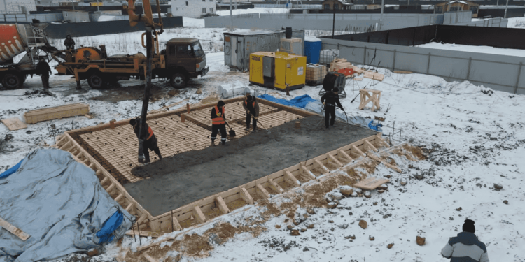 Заливка бетона зимой